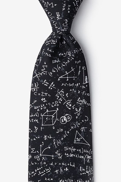 Black Microfiber Math Equations Tie