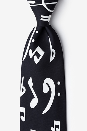 Music Notes 2 Black Extra Long Tie