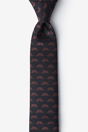 Mustache Repeat Black Skinny Tie