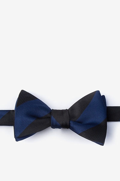 Black Microfiber Navy & Black Stripe Self-Tie Bow Tie