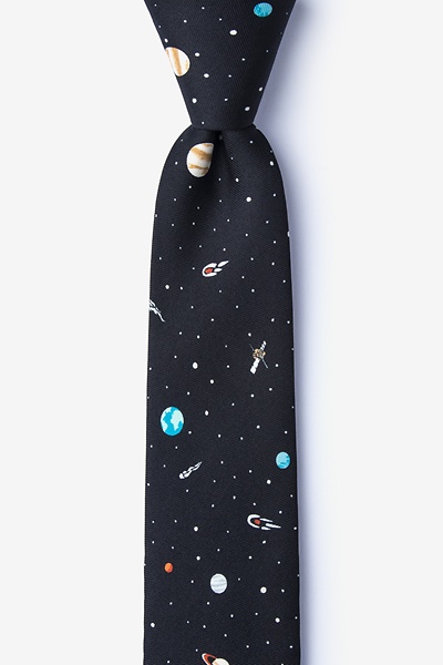 Black Microfiber Outer Space Skinny Tie