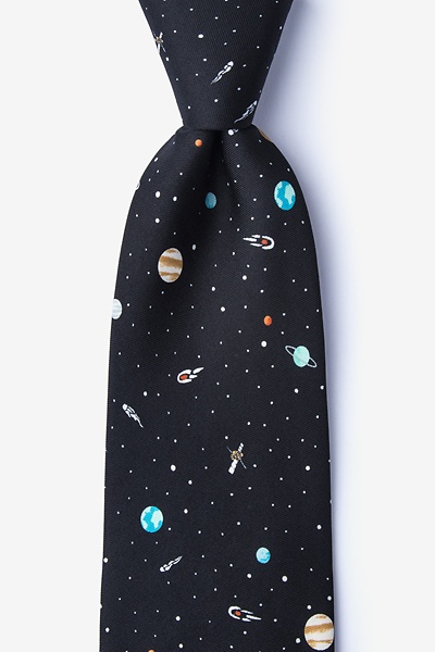 Black Microfiber Outer Space Tie