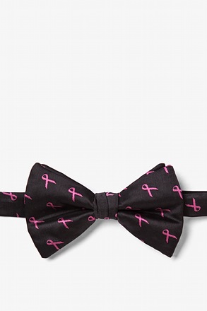 Pink Ribbon for Breast Cancer Awareness Black Pre-Tied Bow Tie