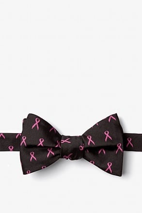 Pink Ribbon for Breast Cancer Awareness Black Self-Tie Bow Tie