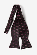 Pink Ribbon for Breast Cancer Awareness Black Self-Tie Bow Tie Photo (1)