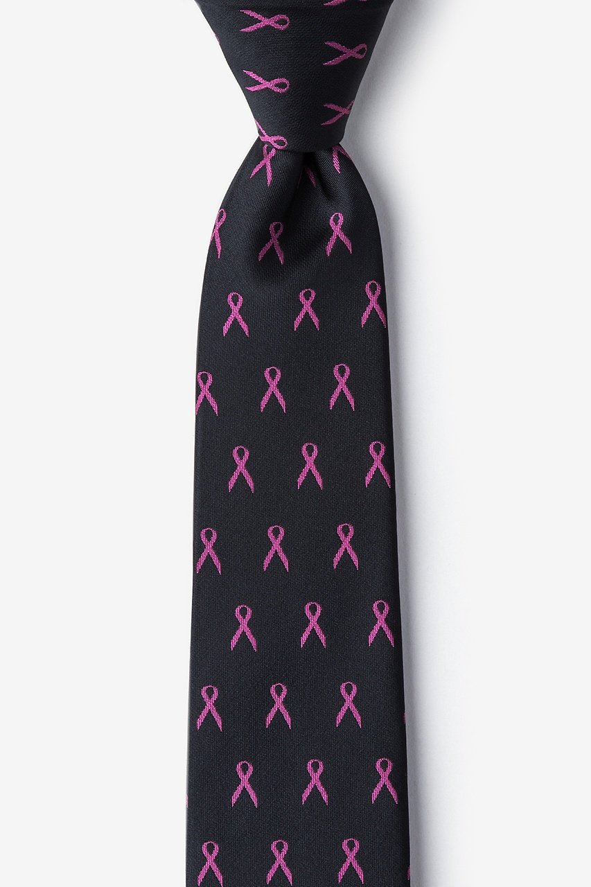 Pink Ribbon for Breast Cancer Awareness Black Skinny Tie Photo (0)
