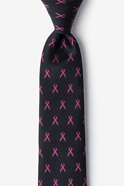 Black Microfiber Pink Ribbon for Breast Cancer Awareness Tie For Boys