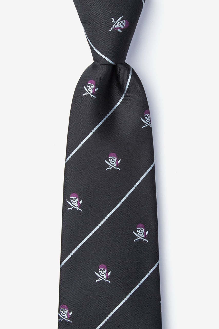 Pirate Skull and Swords Black Extra Long Tie Photo (0)