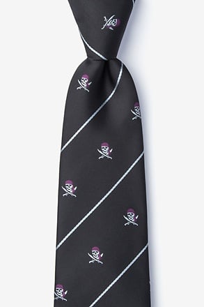 Pirate Skull and Swords Black Extra Long Tie