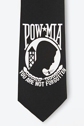 POW MIA XL Black Extra Long Tie