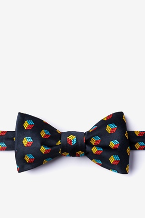 _Puzzle Cubes Black Self-Tie Bow Tie_