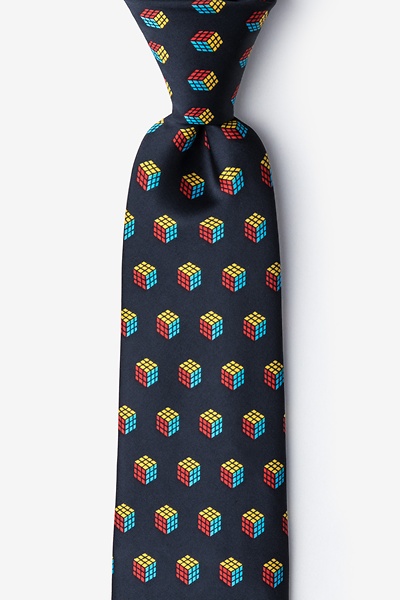 Black Microfiber Puzzle Cubes Tie | Ties.com