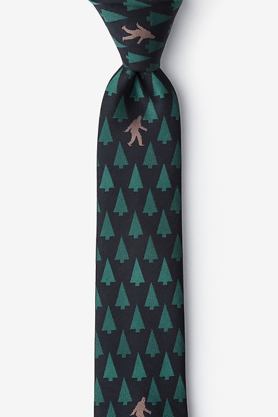 Black Microfiber Sasquatch Spotted Skinny Tie