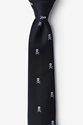 Skull & Crossbones Black Skinny Tie Photo (0)