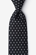 Skull Polka Dot Black Extra Long Tie Photo (0)