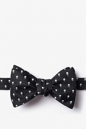 Skull Polka Dot Black Self-Tie Bow Tie