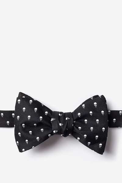 Black Microfiber Skull Polka Dot Self-Tie Bow Tie | Ties.com