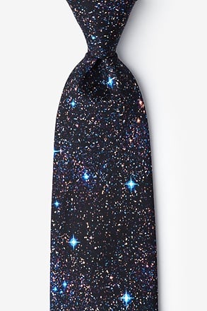 _Spaced Out Black Extra Long Tie_
