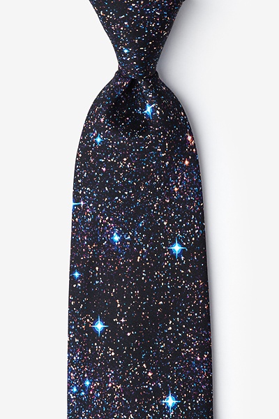 Black Microfiber Spaced Out Extra Long Tie