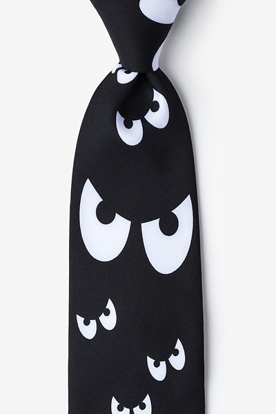 Black Microfiber Spooks and Ghouls Tie