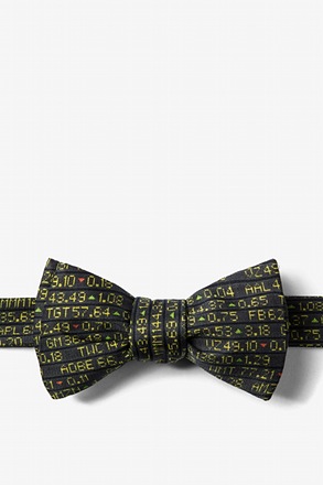 Stock Ticker Black Self-Tie Bow Tie