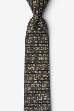 Stock Ticker Black Skinny Tie