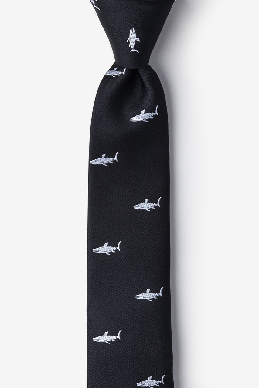 Swimming Sharks Black Skinny Tie Photo (0)