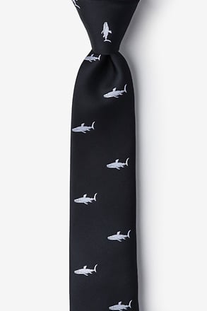 Swimming Sharks Black Skinny Tie