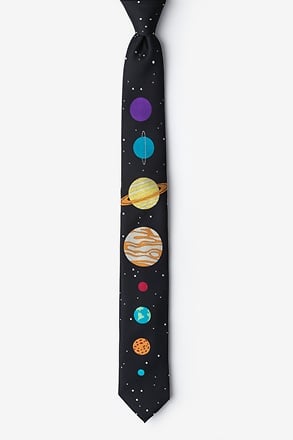 The 8 Planets Black Skinny Tie