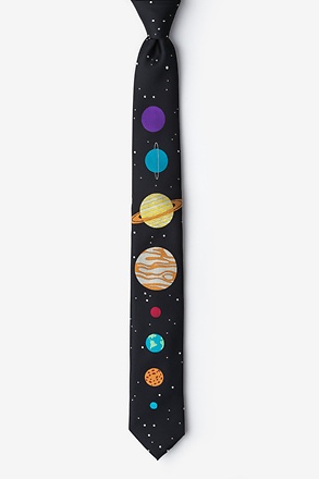 The 8 Planets Black Skinny Tie