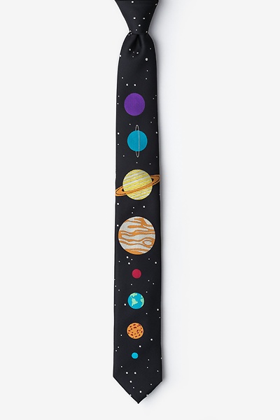 Black Microfiber The 8 Planets Skinny Tie