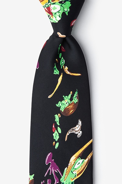 Black Microfiber Tossed Salad Tie