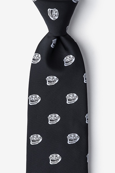 Black Microfiber Trollface Tie