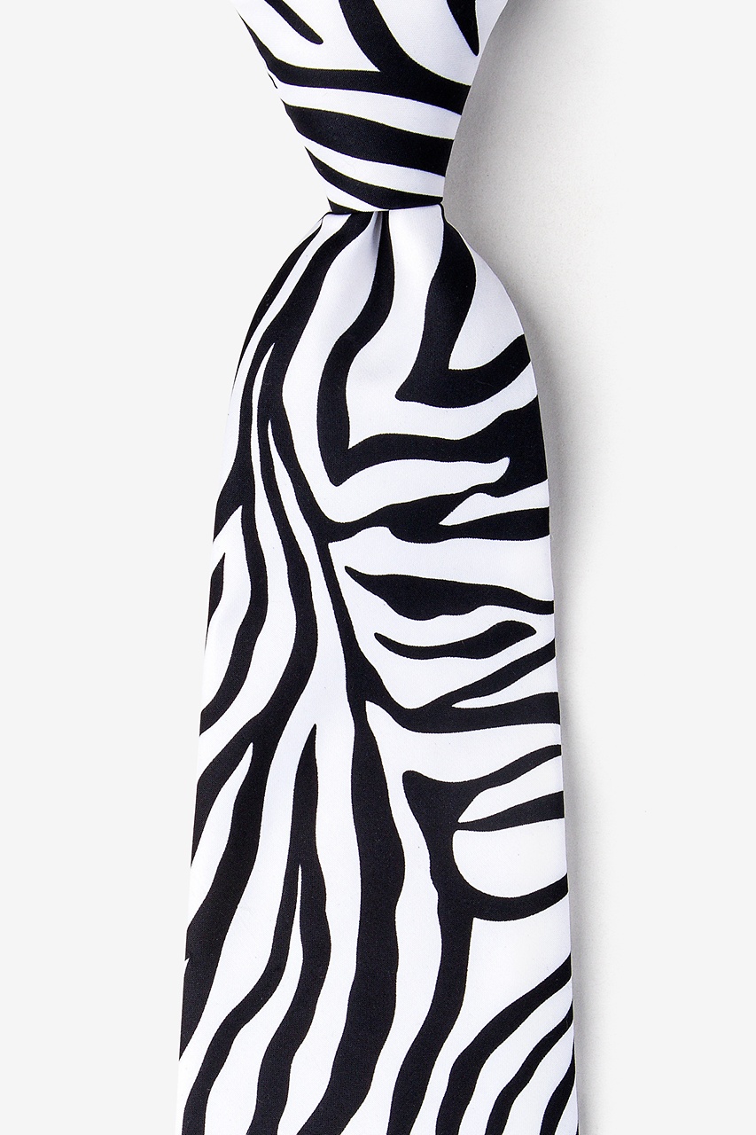 Zebra Animal Print Black Extra Long Tie Photo (0)