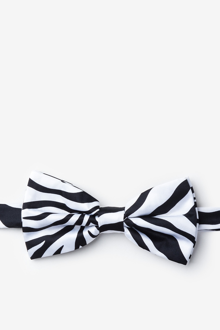 Zebra Animal Print Black Pre-Tied Bow Tie Photo (0)