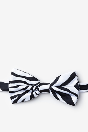 Zebra Animal Print Black Pre-Tied Bow Tie
