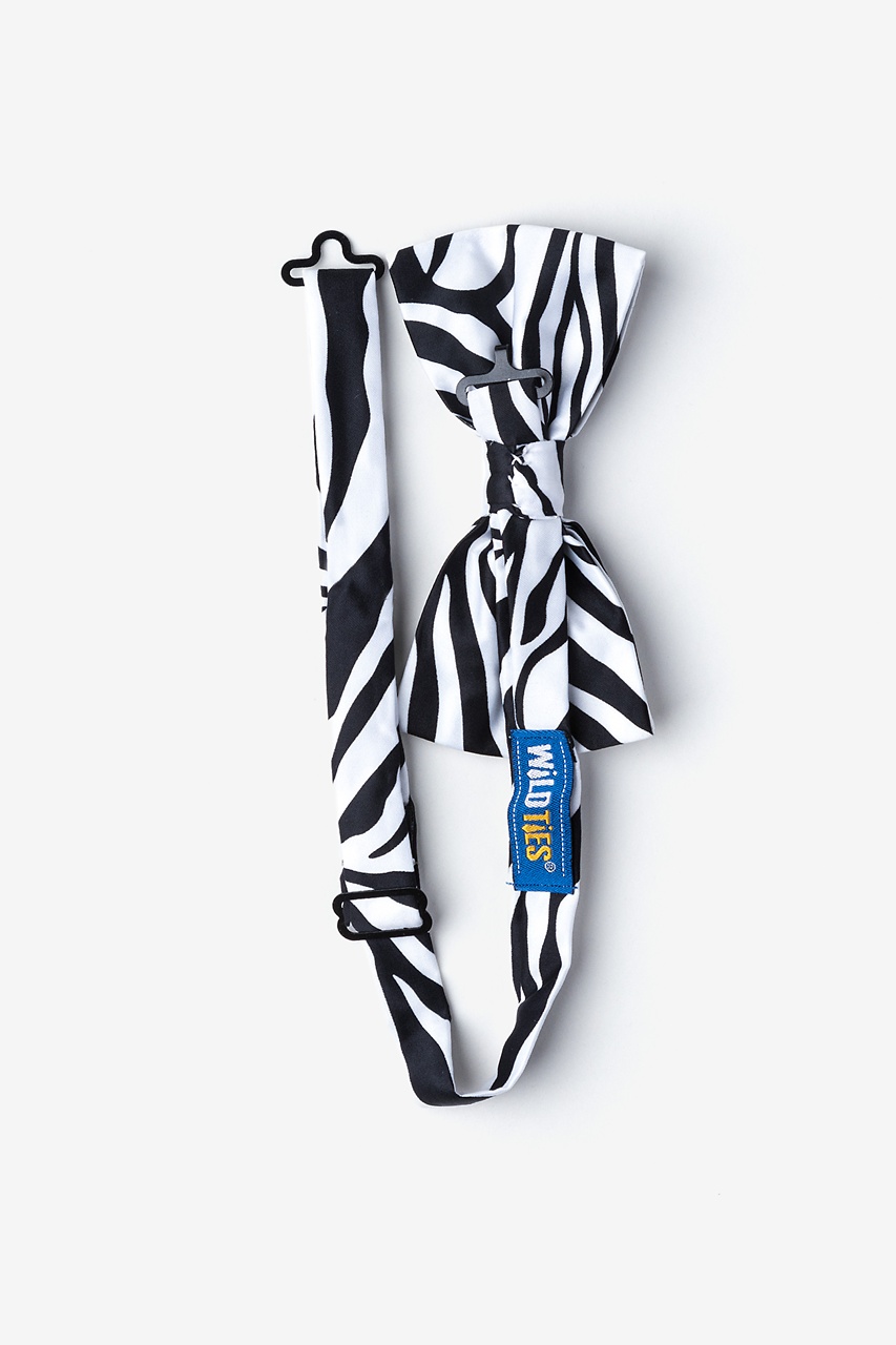 Zebra Animal Print Black Pre-Tied Bow Tie Photo (1)