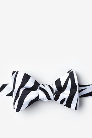 Zebra Animal Print Black Self-Tie Bow Tie