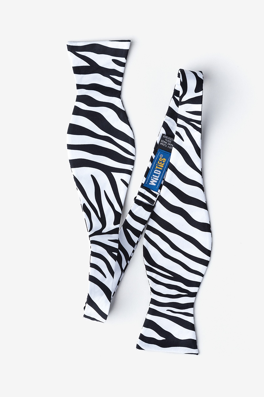 Zebra Animal Print Black Self-Tie Bow Tie Photo (1)