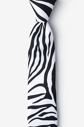 Zebra Animal Print Black Skinny Tie