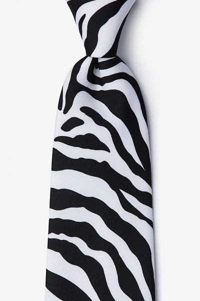 Black Microfiber Zebra Animal Print Tie