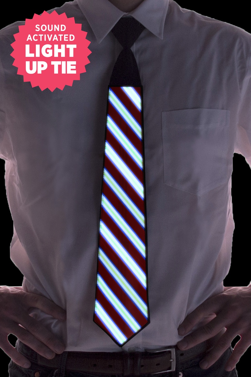 Striped Sound Activated Light Up Black Tie Photo (0)