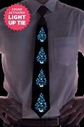 Christmas Trees Sound Activated Light Up Black Tie Photo (0)