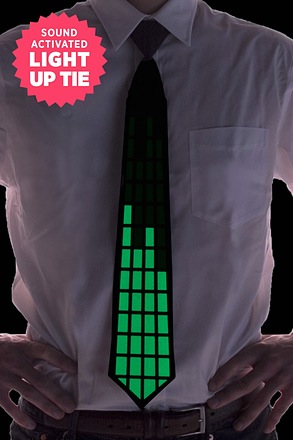 GO Green Sound Activated Light Up Tie Black Tie
