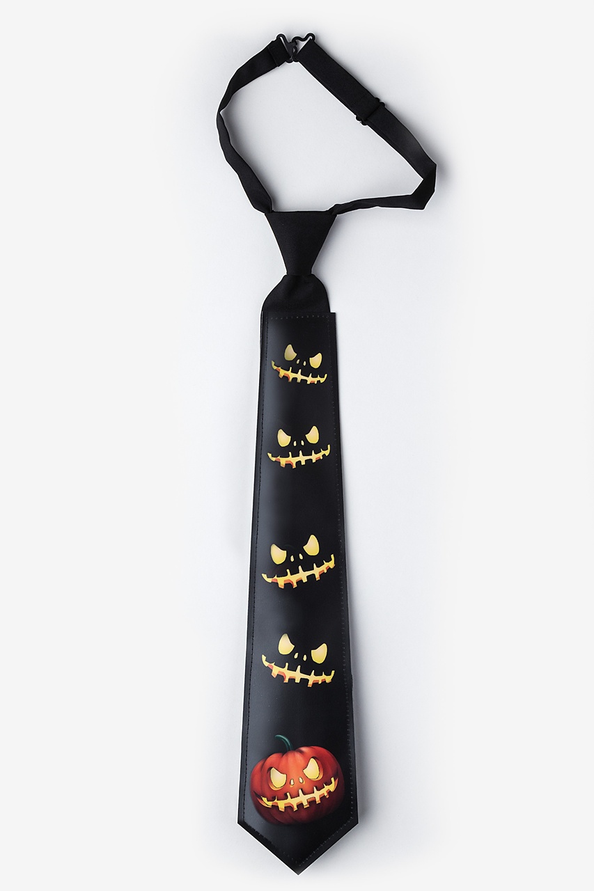 Black Polyester Jack-o-lantern Sound Activated Light Up Tie | Ties.com