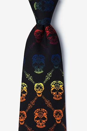 Rainbow Skull Diamond Black Tie