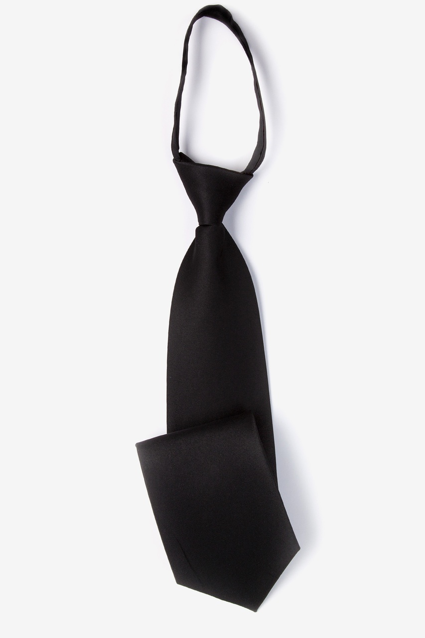 Solid Black Zip-Up Zipper Tie