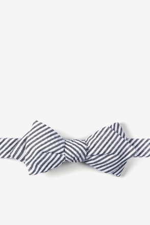 Black Kensington Seersucker Diamond Tip Bow Tie