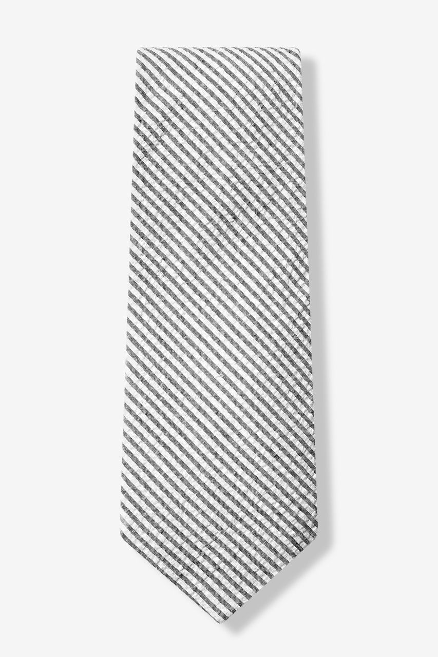 Black Seersucker Stripe Extra Long Tie Photo (1)