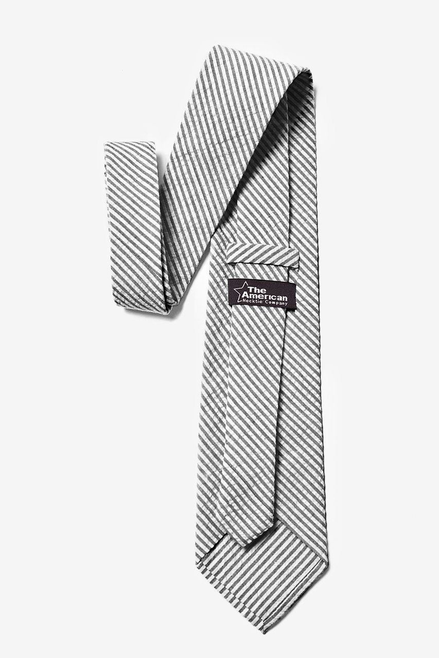 Black Seersucker Stripe Extra Long Tie Photo (2)